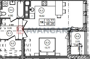 1 комн. квартира, 48/12.32/15.06 кв. м., 4/10 этаж фото 6 1 комн. квартира, 48/12.32/15.06 кв. м., 4/10 этаж фото 6