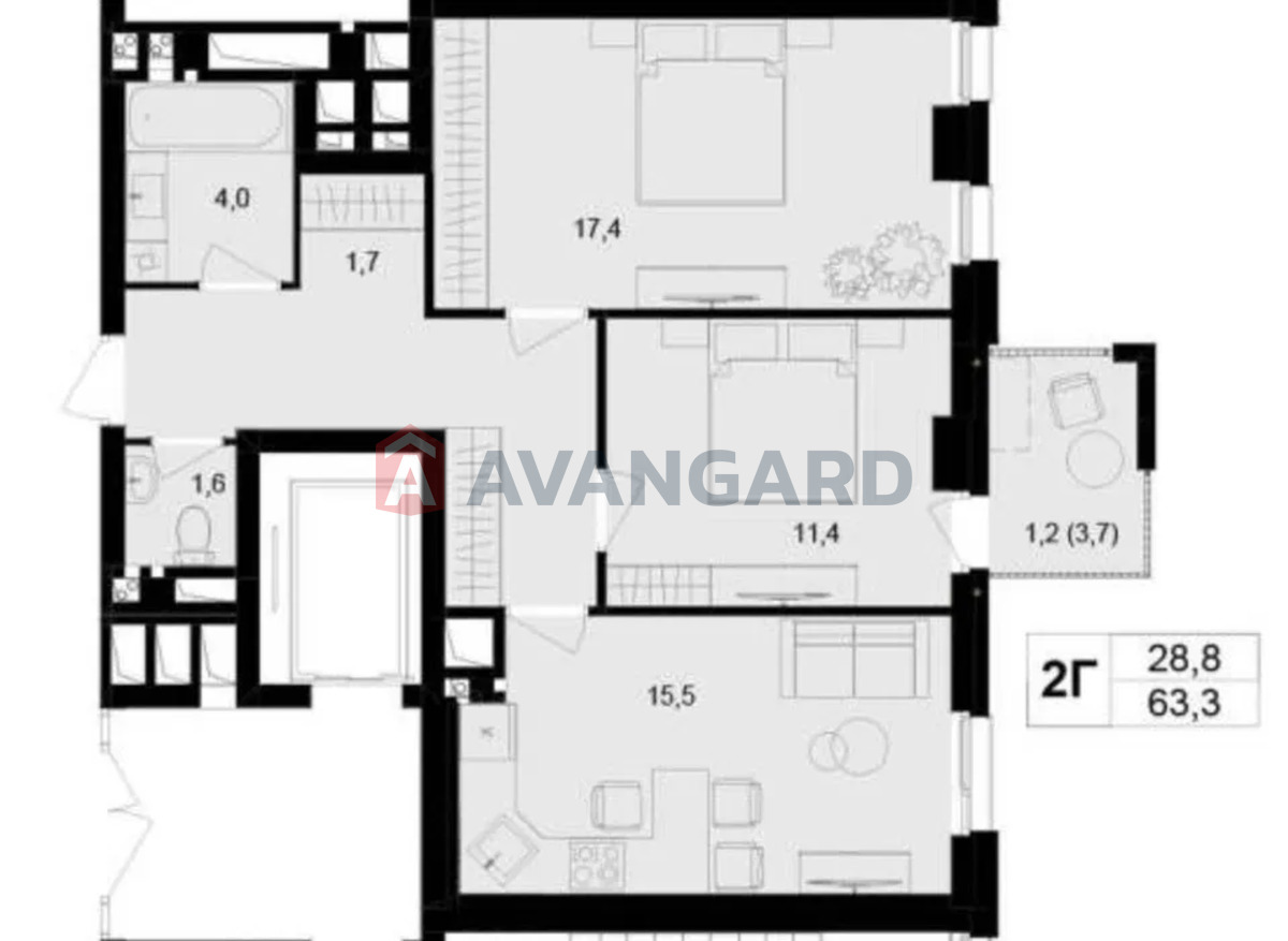 2 комн. квартира, 67/-/12 кв. м., 16/18 этаж фото 2 2 комн. квартира, 67/-/12 кв. м., 16/18 этаж фото 2