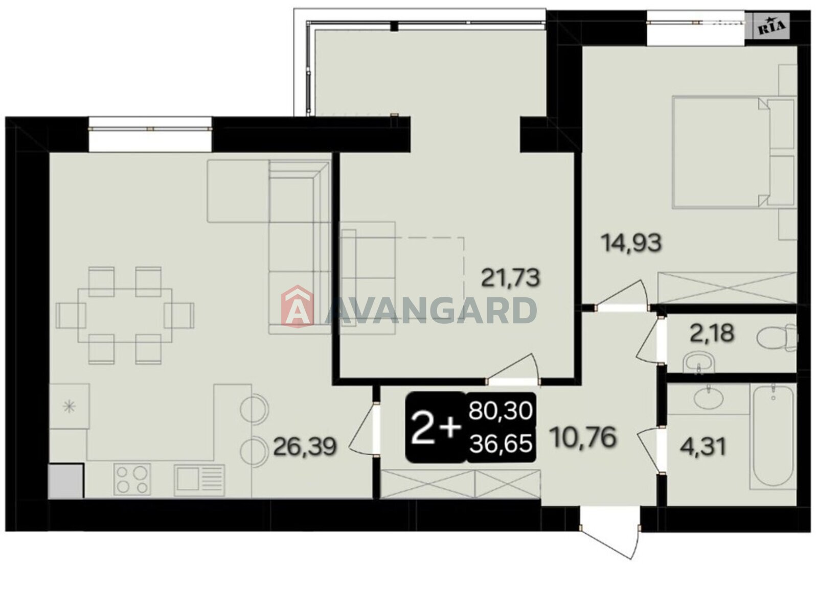 2 кім. квартира, 80/36/26 кв. м., 8/9 поверх фото 1 2 кім. квартира, 80/36/26 кв. м., 8/9 поверх фото 1