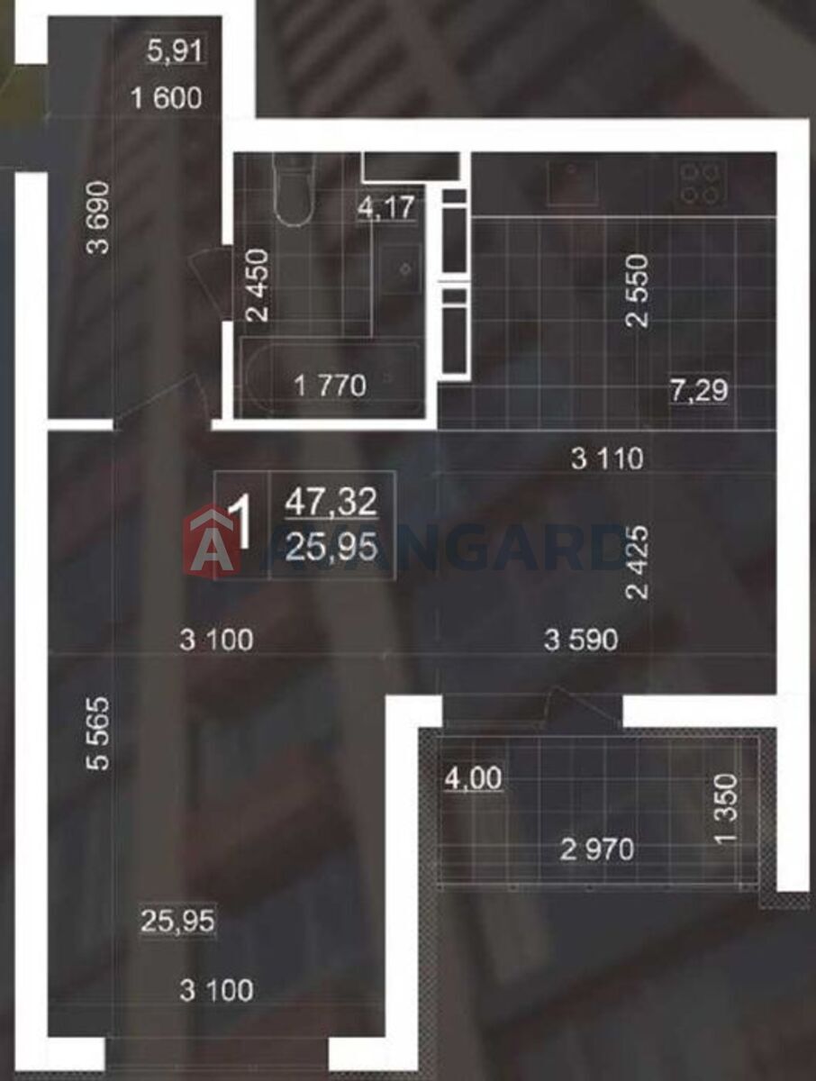 1 кім. квартира, 47/-/15 кв. м., 14/16 поверх фото 8 1 кім. квартира, 47/-/15 кв. м., 14/16 поверх фото 8