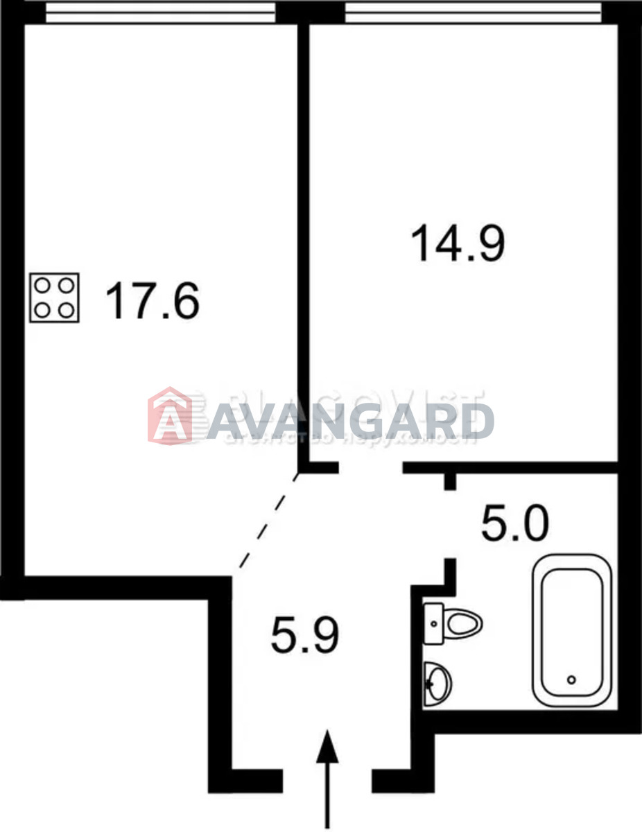 1 кім. квартира, 43/-/17 кв. м., 7/23 поверх фото 3 1 кім. квартира, 43/-/17 кв. м., 7/23 поверх фото 3