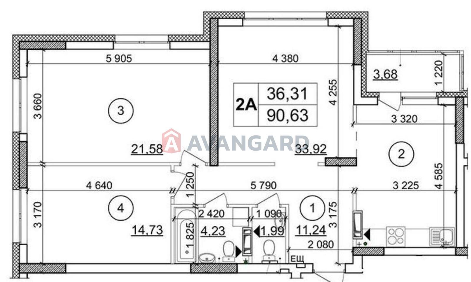 3 кім. квартира, 91/-/34 кв. м., 6/26 поверх фото 1 3 кім. квартира, 91/-/34 кв. м., 6/26 поверх фото 1