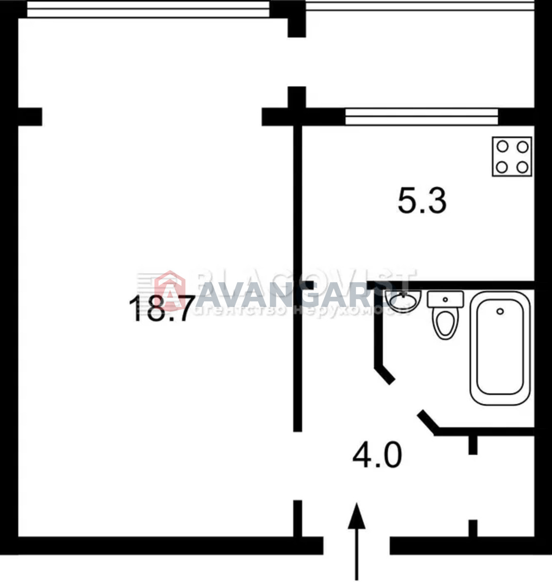 1 кім. квартира, 31/-/5 кв. м., 3/9 поверх фото 3 1 кім. квартира, 31/-/5 кв. м., 3/9 поверх фото 3