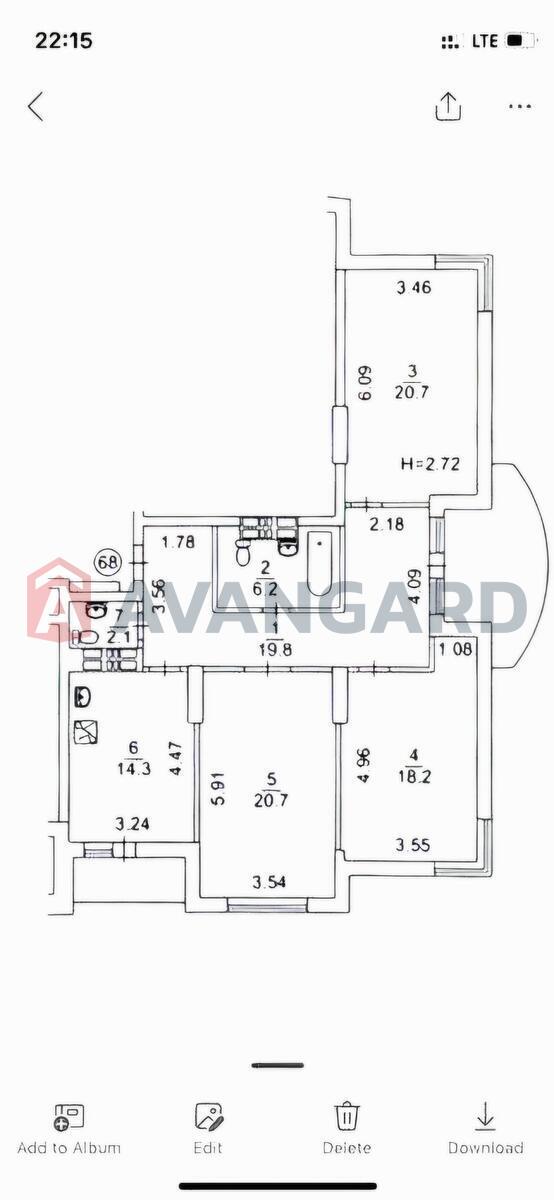 3 комн. квартира, 115/88/15 кв. м., 19/22 этаж фото 8 3 комн. квартира, 115/88/15 кв. м., 19/22 этаж фото 8