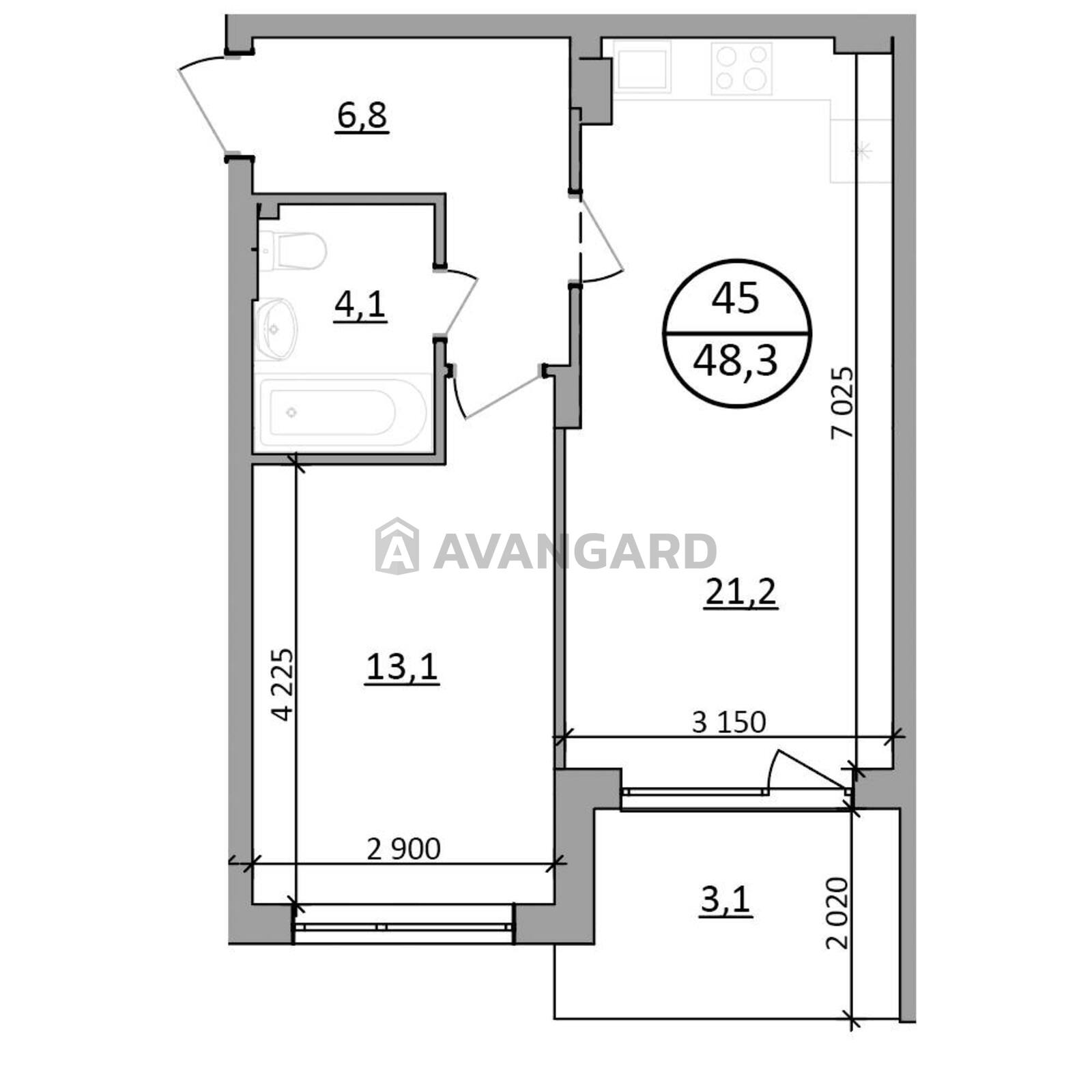 1 комн. квартира, 48,3/13,1/21,2 кв. м., 3/5 этаж фото 14 1 комн. квартира, 48,3/13,1/21,2 кв. м., 3/5 этаж фото 14