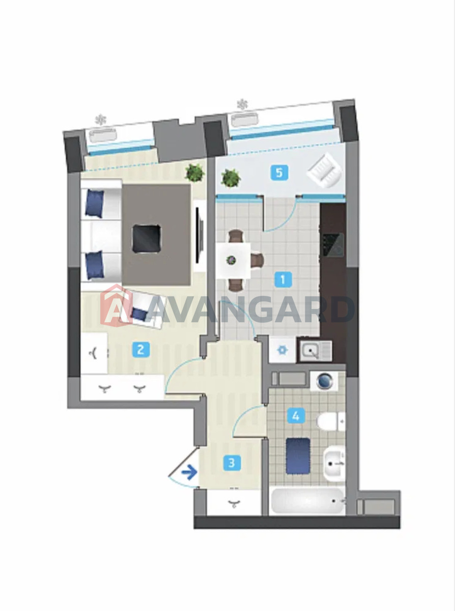 1 кім. квартира, 44/-/17 кв. м., 25/26 поверх фото 3 1 кім. квартира, 44/-/17 кв. м., 25/26 поверх фото 3