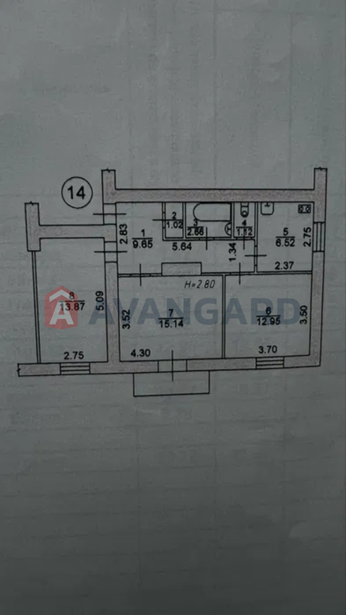 3 кім. квартира, 63/-/19 кв. м., 5/5 поверх фото 8 3 кім. квартира, 63/-/19 кв. м., 5/5 поверх фото 8