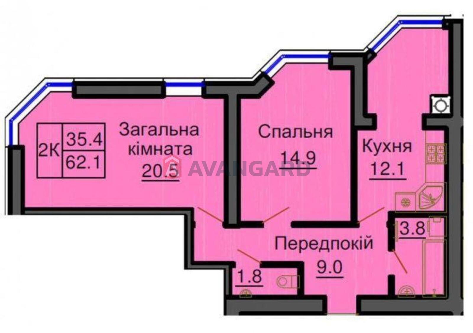 1 кім. квартира, 62/-/- кв. м., 3/9 поверх фото 1 1 кім. квартира, 62/-/- кв. м., 3/9 поверх фото 1