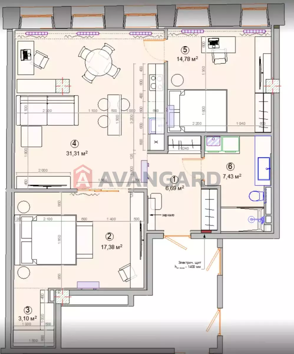 3 кім. квартира, 88/-/- кв. м., 2/4 поверх фото 4 3 кім. квартира, 88/-/- кв. м., 2/4 поверх фото 4