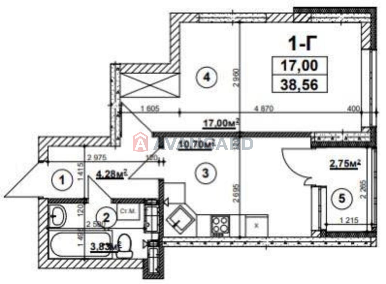 1 кім. квартира, 38/-/11 кв. м., 15/26 поверх фото 4 1 кім. квартира, 38/-/11 кв. м., 15/26 поверх фото 4