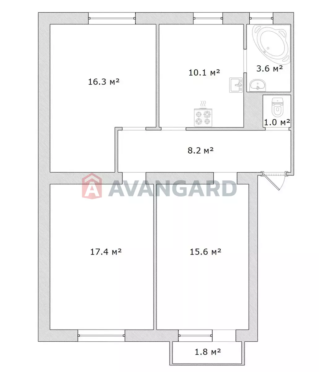3 кім. квартира, 73/50/10 кв. м., 3/4 поверх фото 10 3 кім. квартира, 73/50/10 кв. м., 3/4 поверх фото 10