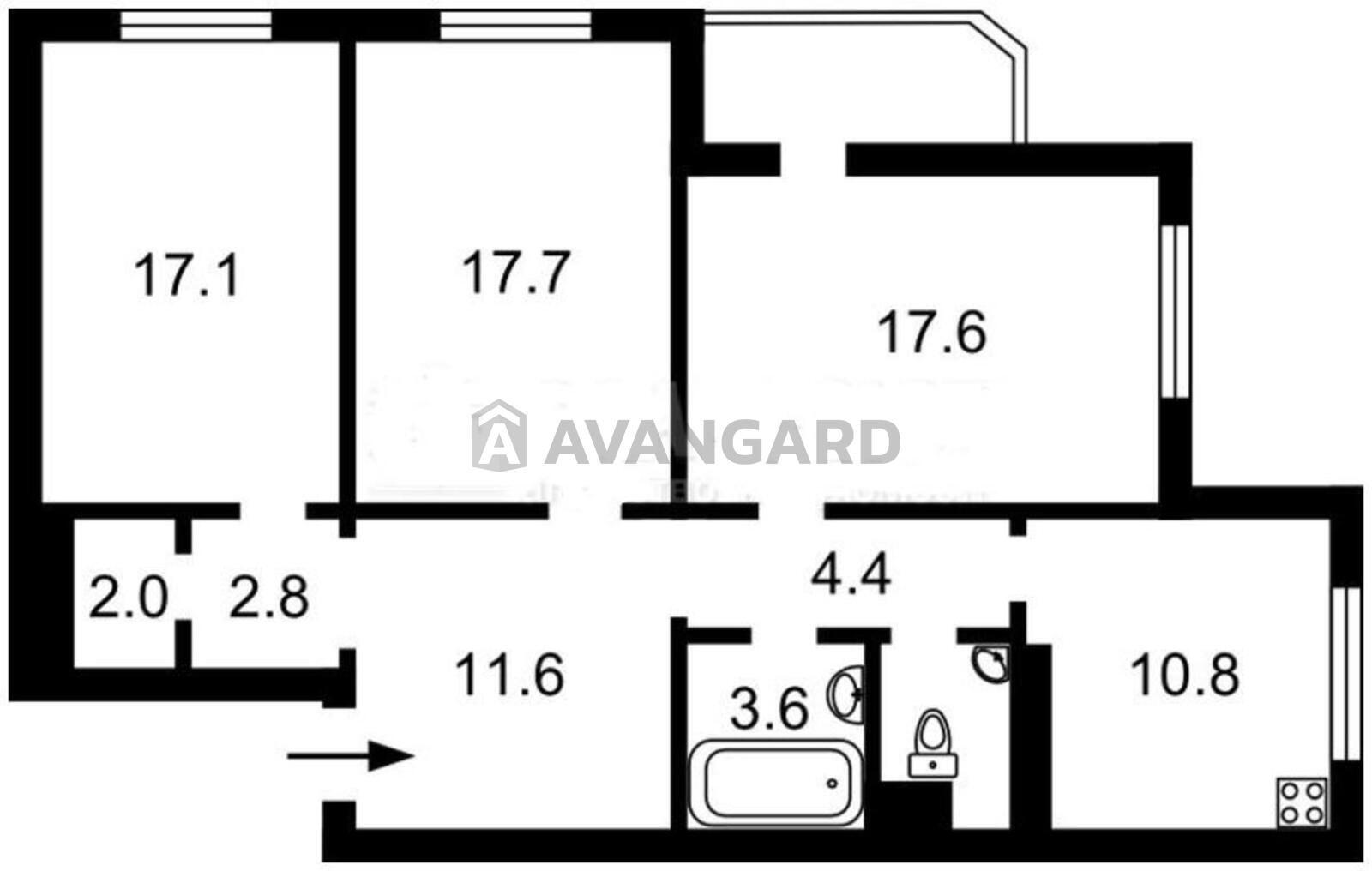 3 комн. квартира, 92/52/11 кв. м., 22/25 этаж фото 10 3 комн. квартира, 92/52/11 кв. м., 22/25 этаж фото 10