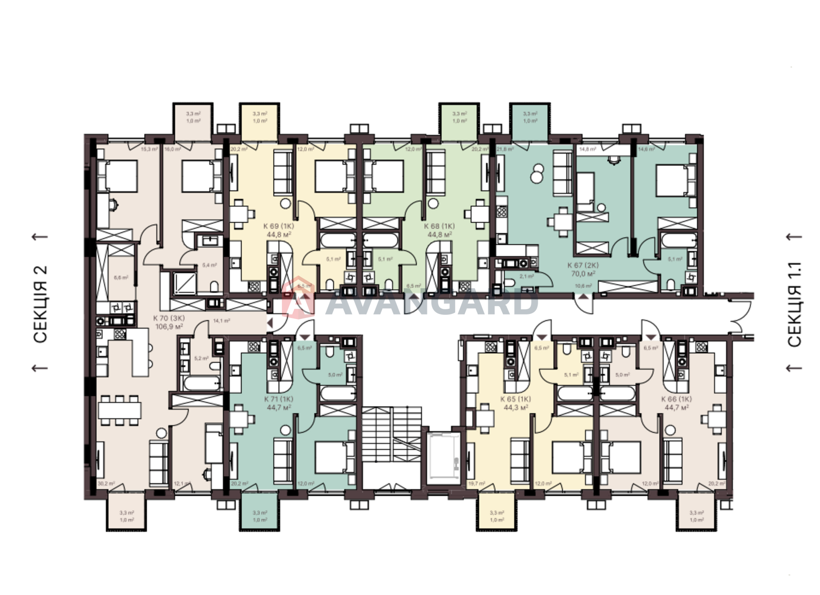 1 кім. квартира, 44/12/21 кв. м., 3/7 поверх фото 15 1 кім. квартира, 44/12/21 кв. м., 3/7 поверх фото 15