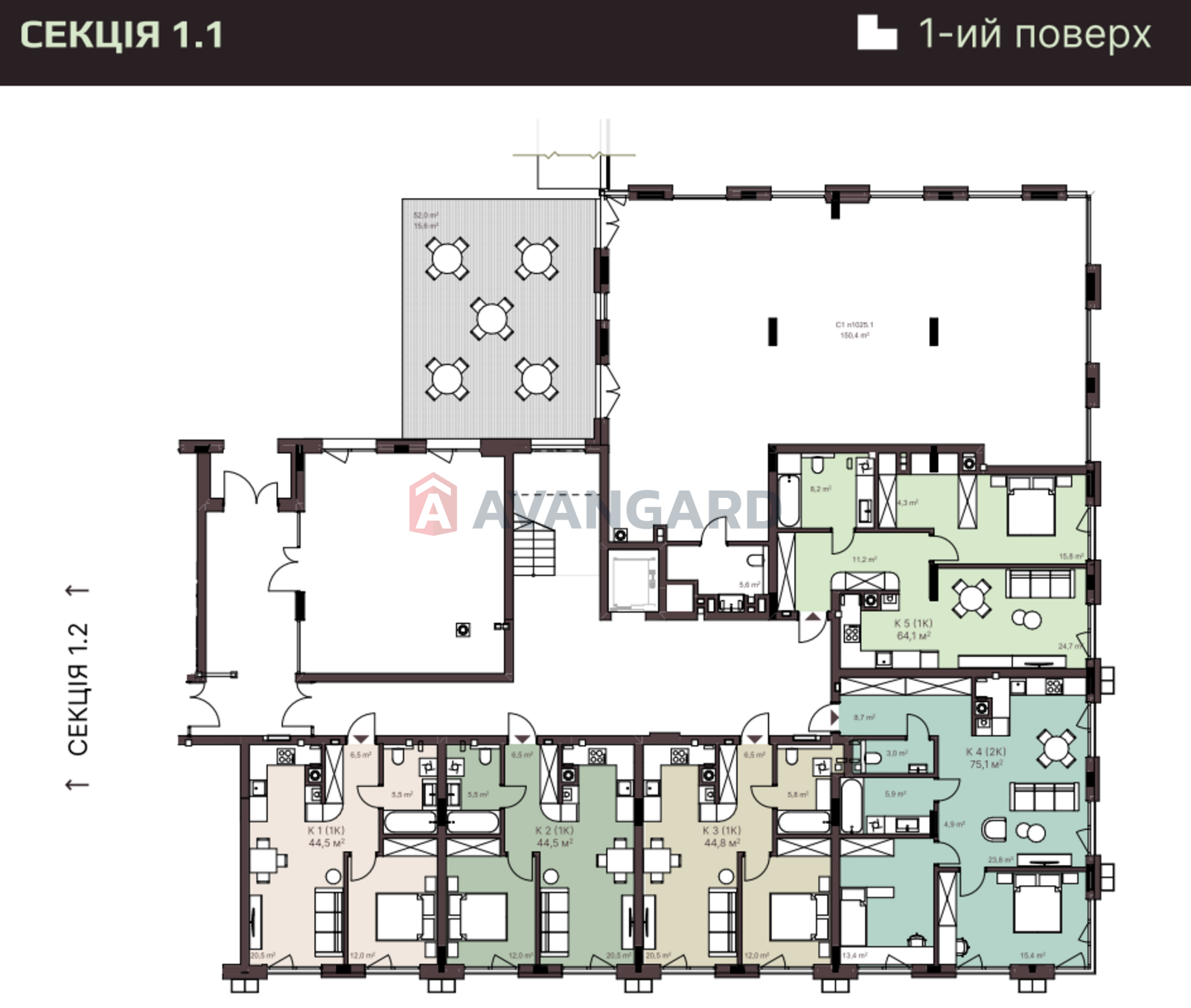1 кім. квартира, 44/12/21 кв. м., 3/7 поверх фото 10 1 кім. квартира, 44/12/21 кв. м., 3/7 поверх фото 10