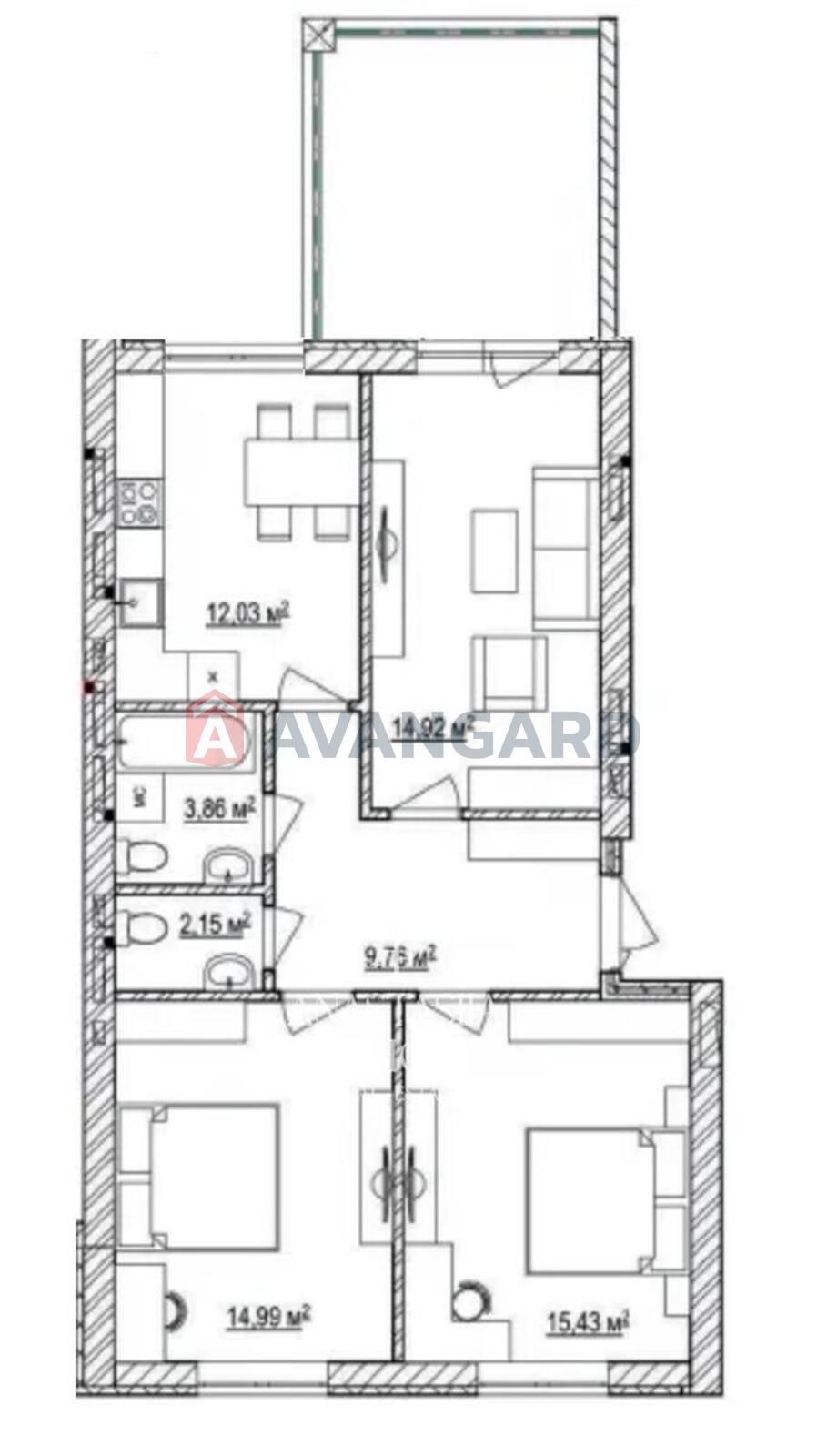 3 комн. квартира, 82/45/12 кв. м., 3/6 этаж фото 5 3 комн. квартира, 82/45/12 кв. м., 3/6 этаж фото 5